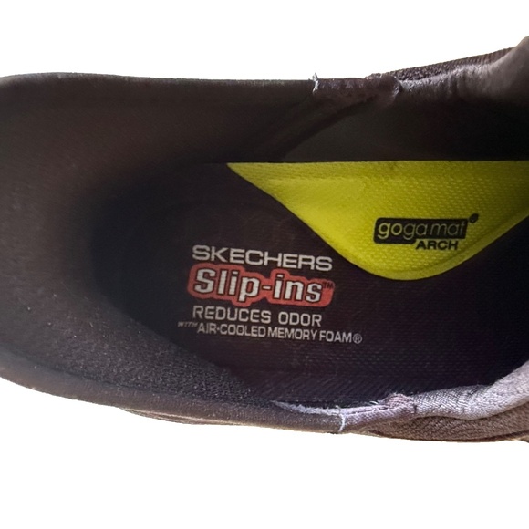 Skechers Leather Slip Ins Goga Mat Arch Memory Foam Men's Brown Size 12 - Picture 13 of 14